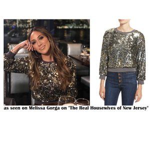 Alice + Olivia Smith Sequined Cropped Sweatshirt (as seen on Melissa Gorga)